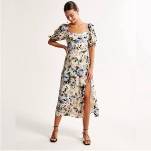 Abercrombie & Fitch Floral Midi Dress - Blue and Green
